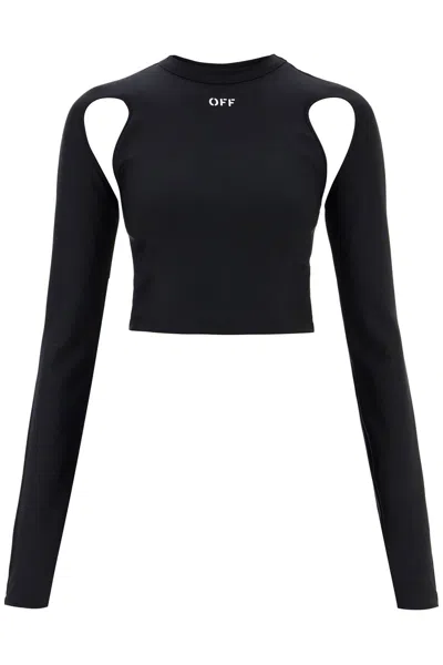 Shop Off-white Off White "cropped Top With Cut Out Detail In Black