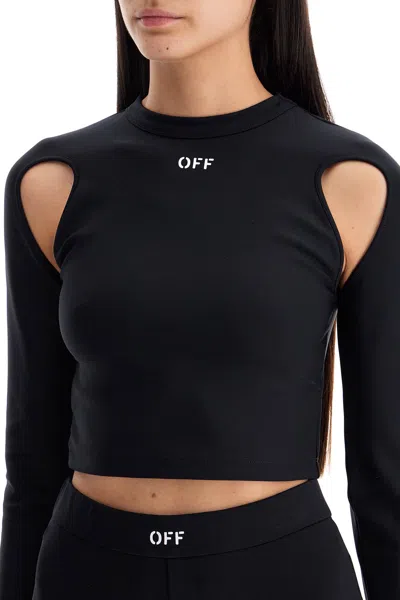 Shop Off-white Off White "cropped Top With Cut Out Detail In Black