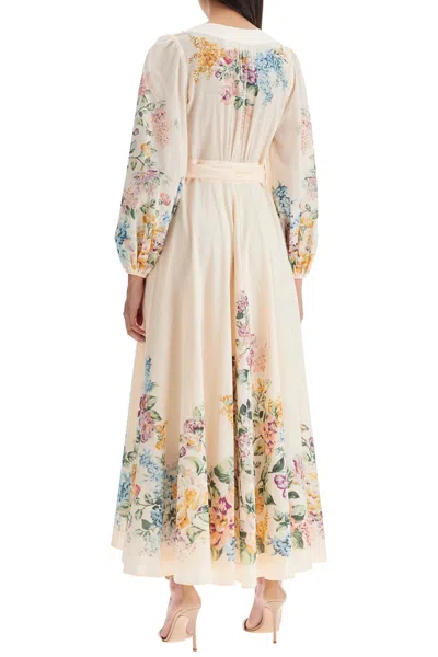 Shop Zimmermann Halliday Midi Wrap Dress With Pockets In 粉色的