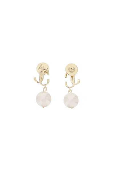 Shop Jimmy Choo Jc Pearl Earrings In 金子