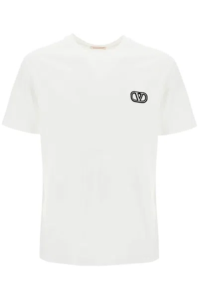 Shop Valentino Garavani T Shirt With Vlogo Signature Patch In 白色的