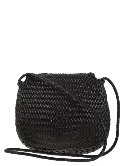 Shop Dragon Medium City Bag Woven Leather Bag In 黑色的