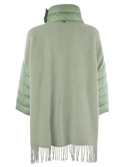 HERNO HERNO WOOL PONCHO WITH DOWN DETAILS 