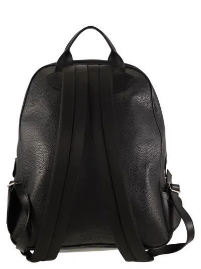 Kiton Leather Backpack In 黑色的