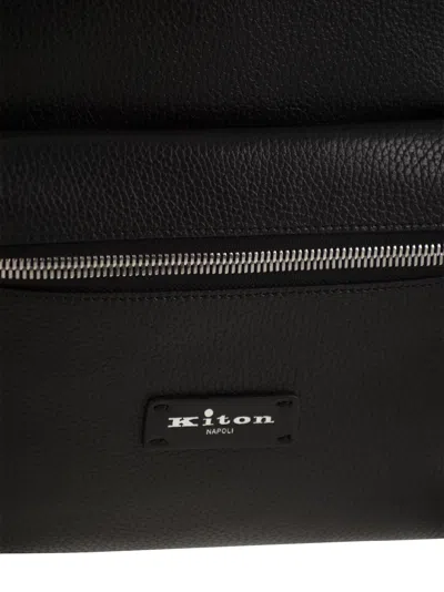 Kiton Leather Backpack In 黑色的