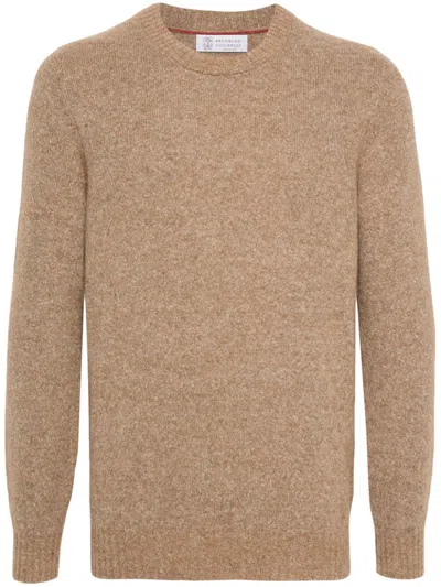 Shop Brunello Cucinelli Wool Crewneck Sweater In Camel