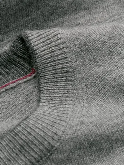 Brunello Cucinelli Round Neck Jumper In Comfortable Cotton Blend In Grey