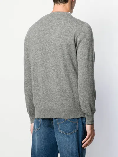 Brunello Cucinelli Round Neck Jumper In Comfortable Cotton Blend In Grey