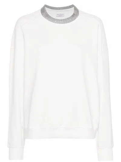 Shop Brunello Cucinelli Cotton Sweatshirt In White