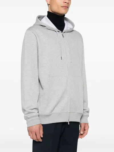 Brunello Cucinelli Cotton, Cashmere And Silk Fleece Zipped Topwear In Grey