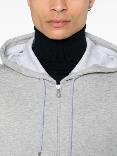 Brunello Cucinelli Cotton, Cashmere And Silk Fleece Zipped Topwear In Grey