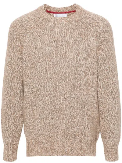 Shop Brunello Cucinelli Wool Crewneck Jumper In Brown