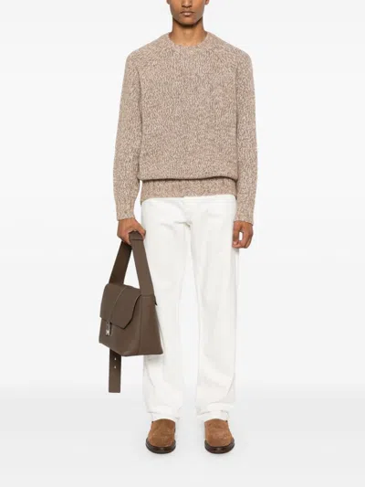 Shop Brunello Cucinelli Wool Crewneck Jumper In Brown