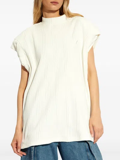Attico Ivory Logo-raised Ribbed Top In 白色的