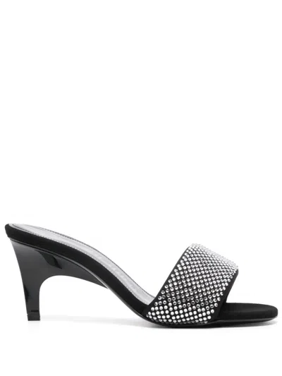 Shop Attico The  Rem Strass Embellished Mules In Silver