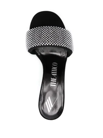 Attico The  Woman Sandals Black Size 8 Textile Fibers In Black
