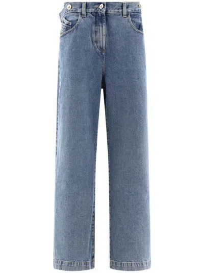 Attico Embroidered-logo Straight-leg Jeans In Clear Blue