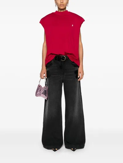Attico High Waist Wide-leg Denim Jeans In Black