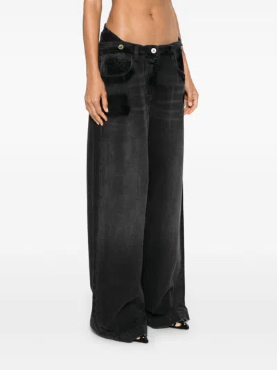 Attico High Waist Wide-leg Denim Jeans In Black
