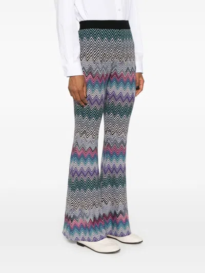 Shop Missoni Zig Zag Motif Wool Trousers In Clear Blue