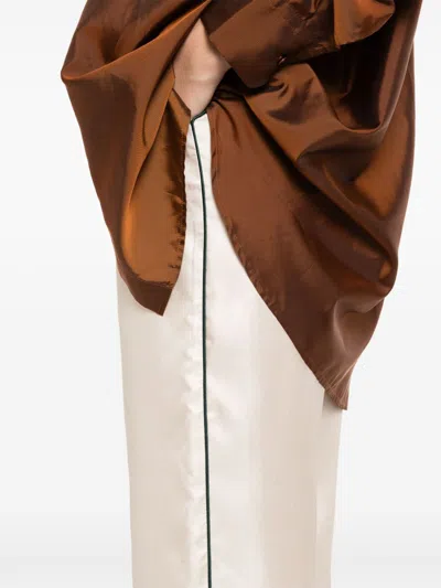 F.r.s . Silk Printed Trousers In Green