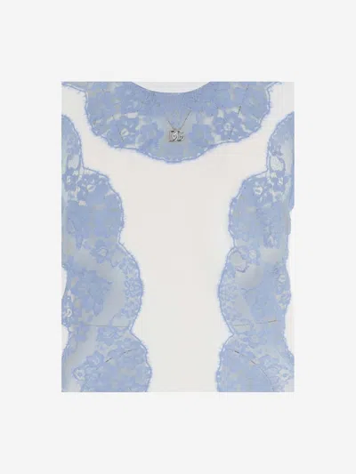 Dolce & Gabbana Jersey T-shirt With Lace Inserts And Dg Logo In White
