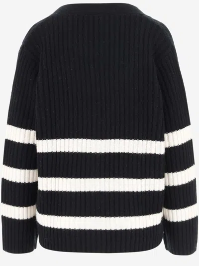 ALLUDE ALLUDE CARDIGAN MADE OF WOOL BLEND WITH STRIPED PATTERN 