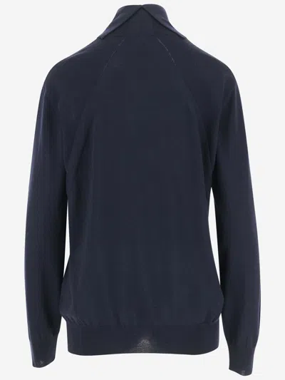 Jil Sander Blue High-neck Pullover In Blue