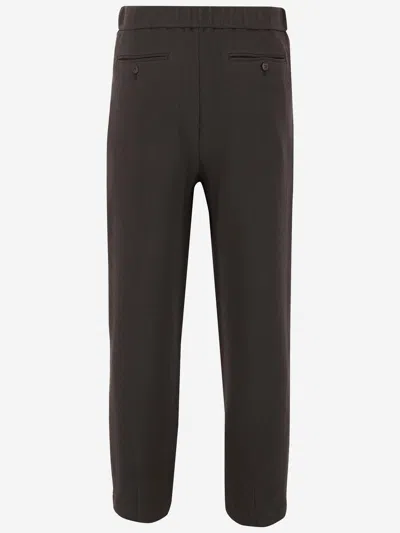 Shop Giorgio Armani Wool Blend Pants In Marrone Scuro