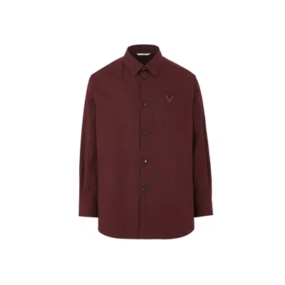 Shop Valentino Garavani Cotton Shirt Jacket In Red