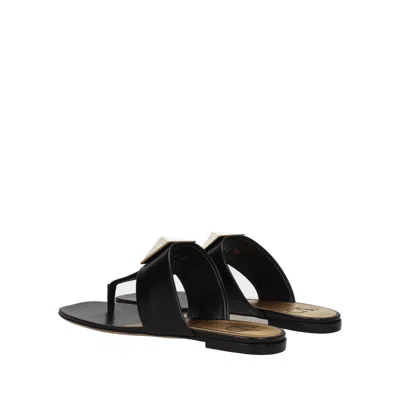 Valentino One Stud Leather Flat Sandals In Black
