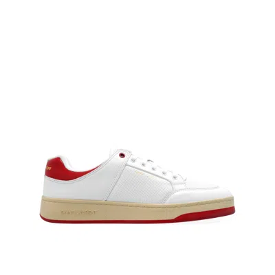 Shop Saint Laurent Leather Sneakers In White