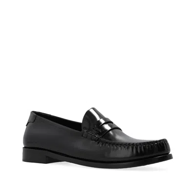 Saint Laurent Le Loafer Loafers In Polished Wrinkled Leather In Black