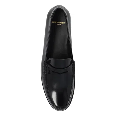 Saint Laurent Le Loafer Loafers In Polished Wrinkled Leather In Black