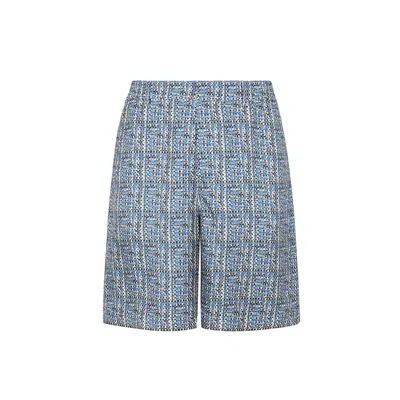 Fendi Short Trousers In Blue Ff Silk In Blue