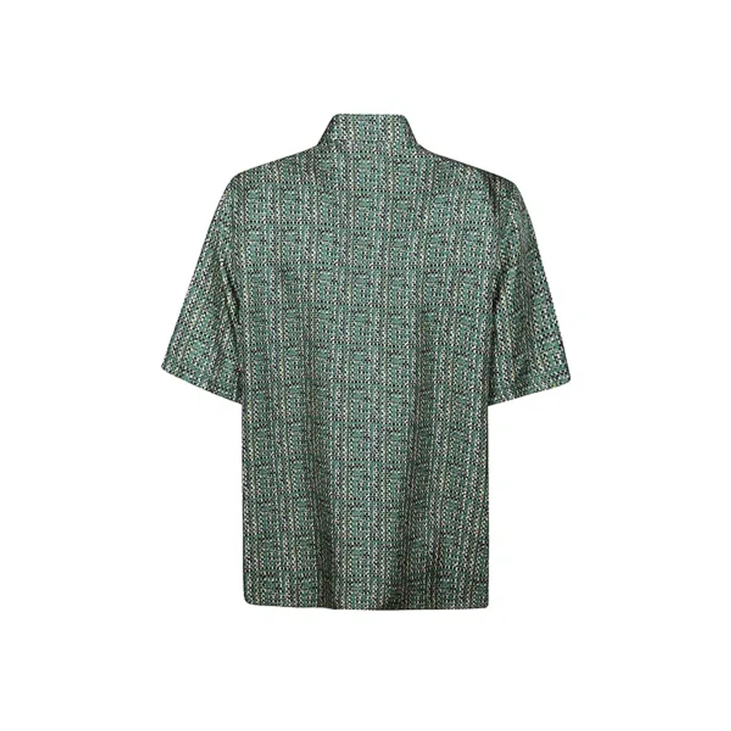 Tシャツ・カットソー PESERICO FW23 Silk satin T-shirt (S06911 02372 648) Fendi Short-sleeved Silk Shirt With Tweed Motif In Green