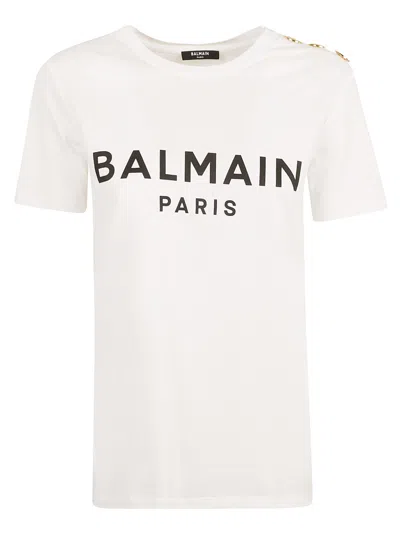 Shop Balmain T Shirts And Polos In Blanc Noir