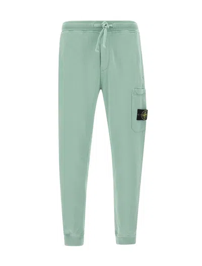 Stone Island Logo Patch Drawstring Sweatpants In 绿色的
