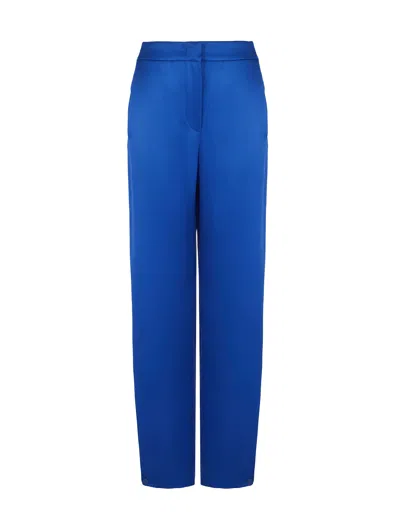 Giorgio Armani Elasticated Waist Satin Trousers In 蓝色的