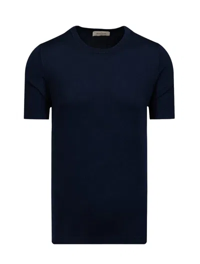 Gran Sasso T-shirt M/c Retta In Filo Cotone Organico T-shirt In Blue Navy
