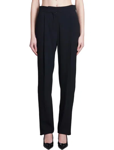 Emporio Armani Sablé Stretch Fabric Trousers With Pleats In Nero-black