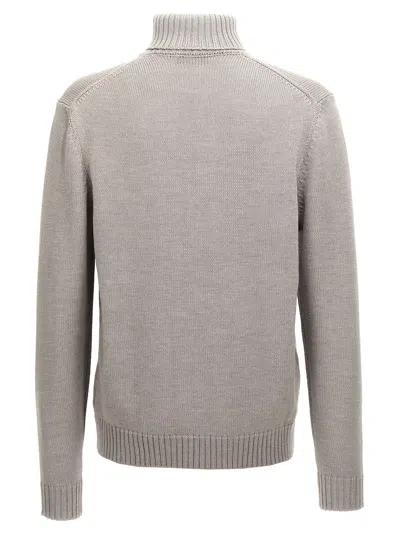 Zanone Wool Turtleneck Sweater With Classic Knit Texture In Gray