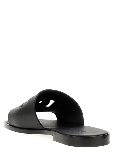 Dolce & Gabbana Navy Rubber Beachwear Pool Slides In Black