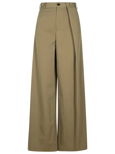 Shop Mm6 Maison Margiela Beige Polyester Blend Trousers