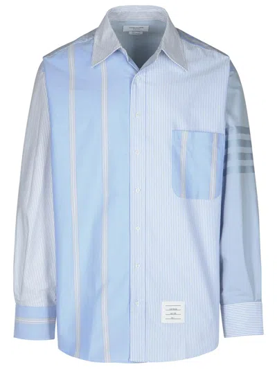Thom Browne 4 Bar Light Blue Cotton Shirt In Light Blue
