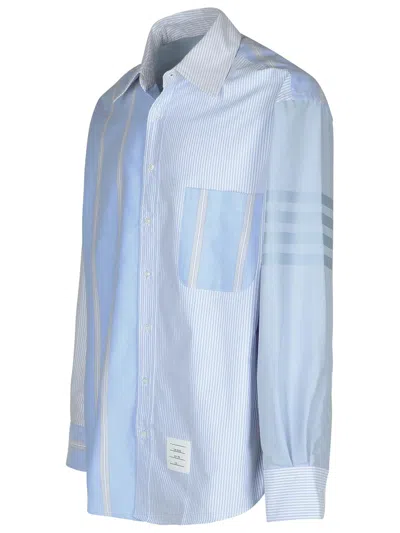 Thom Browne 4 Bar Light Blue Cotton Shirt In Light Blue