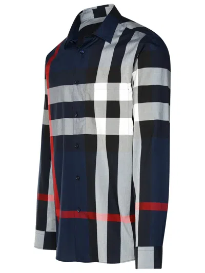 Shop Burberry Navy Cotton Shirt