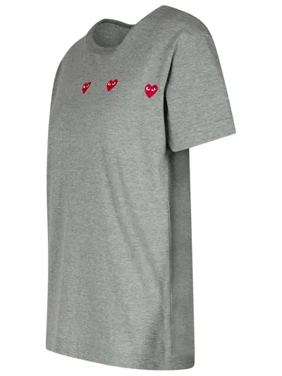 Shop Comme Des Garçons Play Gray Cotton T Shirt In Grey