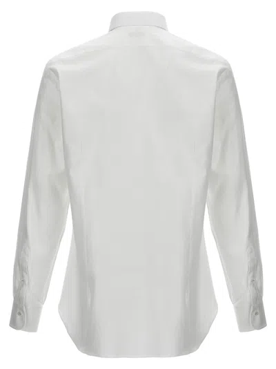 Barba Napoli Tailored Cotton Shirt Buttoned Cuffs In White
