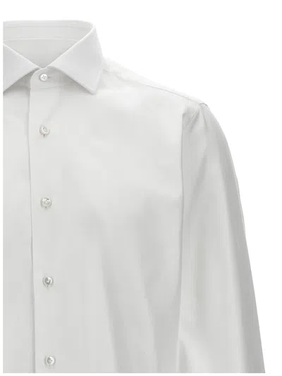 Barba Napoli Tailored Cotton Shirt Buttoned Cuffs In White
